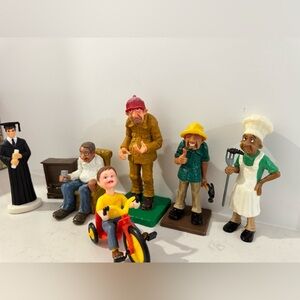 Lot of 6 Vintage Wilton Cake Toppers 1979–1980 Funny Men BBQ Biker Hunter Grad